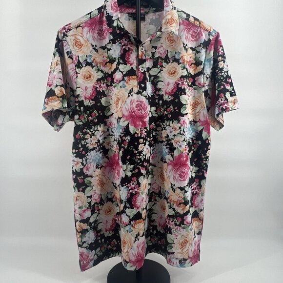 Bad Birdie Golf Polo Shirt Mens Floral Colorful Athletic Stretch Small S LNC - Picture 2 of 12